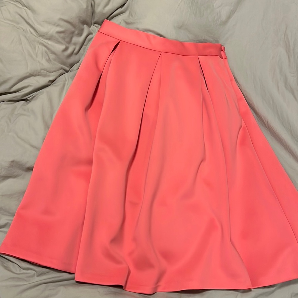 Coral midi full skirt